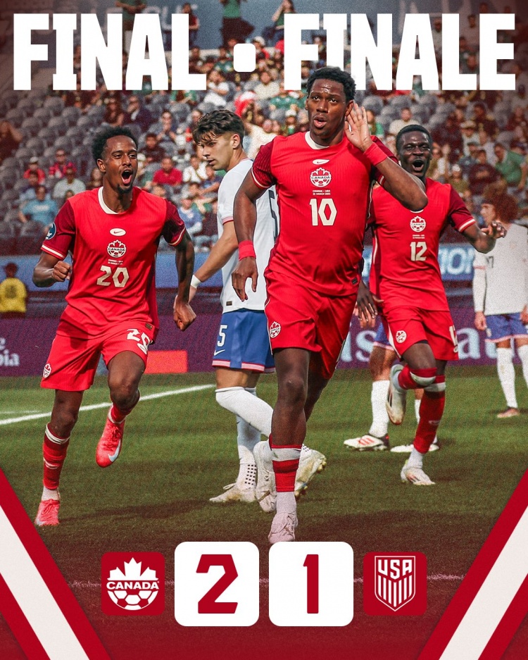 阿方索傷退&戴維攻入制勝進球，加拿大2-1美國奪中北美國聯(lián)季軍